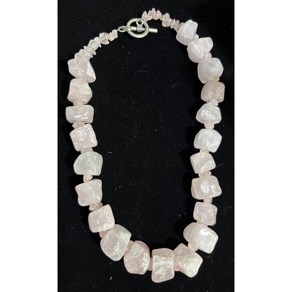 Rose Quartz Chunky Bead Necklace 15” With Toggle Clasp - Picture 3 of 4